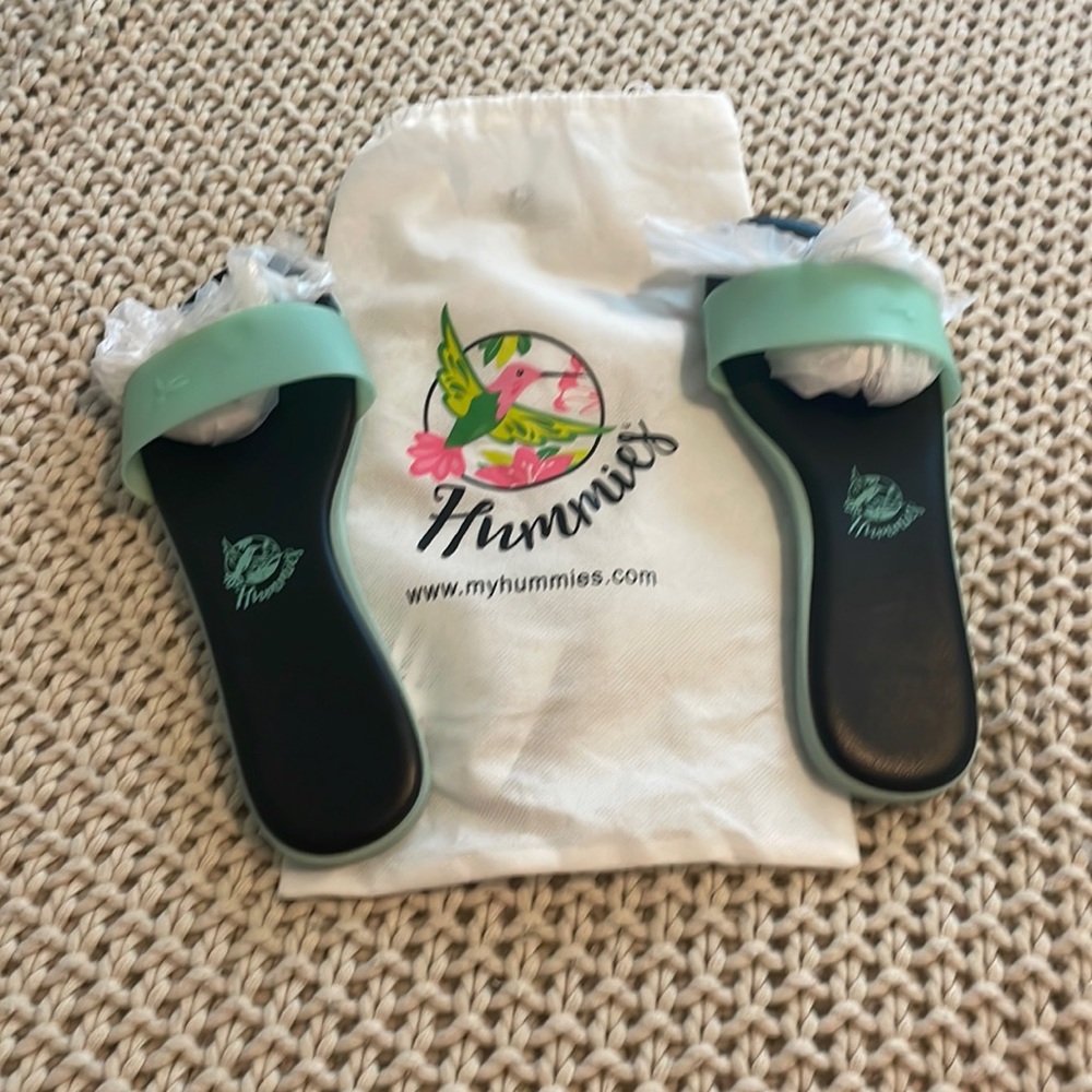 Hummies sandals new never used no tag with bag size 8 in mint green